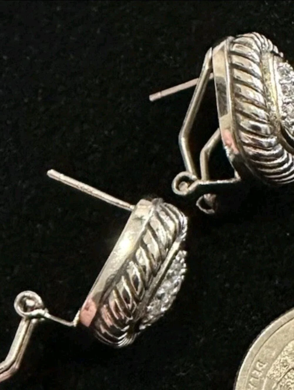 Vintage Sterling Silver 925 Gold Pave Leverback Earrings - Silver/Gold Stunning